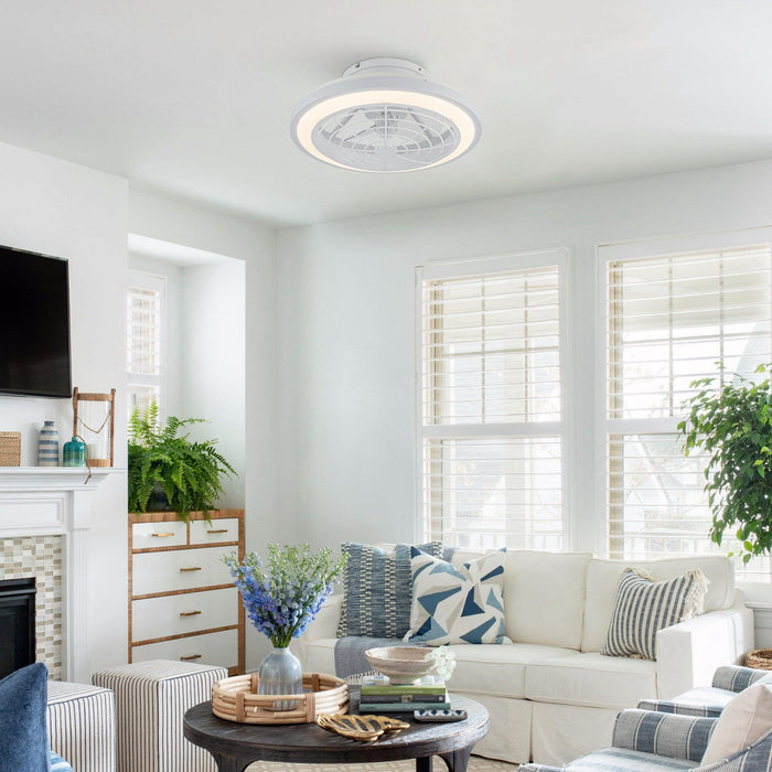 20" Ikon Modern DC Motor Flush Mount Reversible Ceiling Fan with Lighting and Remote Control - Sweatfully