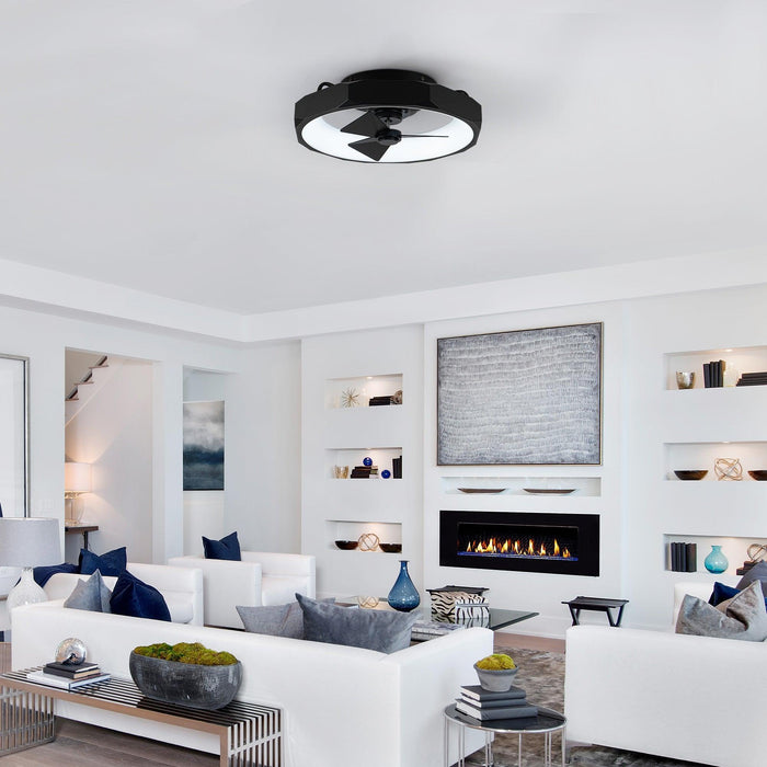 19" Britton Flush Mount Reversible Ceiling Fan with Remote Control - Sweatfully
