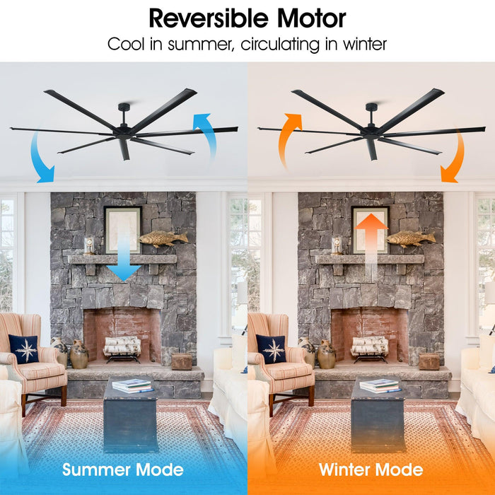 84 Inch 100 Inch Silent Storm Extra Large Ceiling Fan with Remote Control - Sweatfully