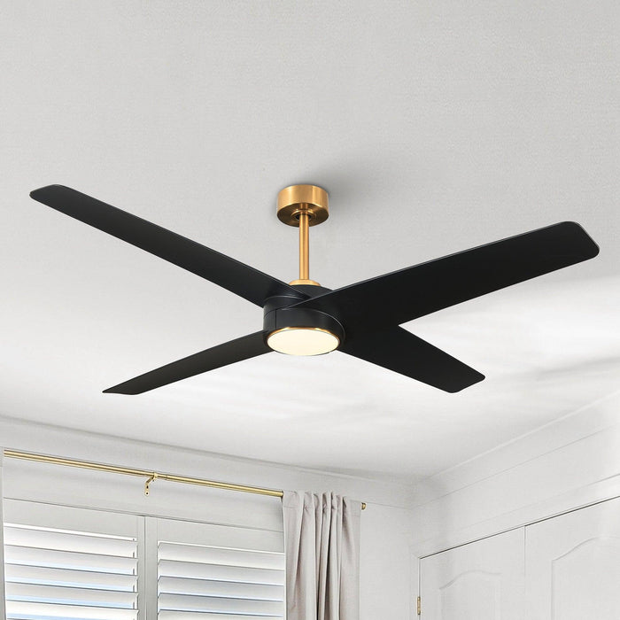 60" Parvez Modern DC Motor Downrod Mount Reversible Ceiling Fan with Lighting and Remote Control - Sweatfully