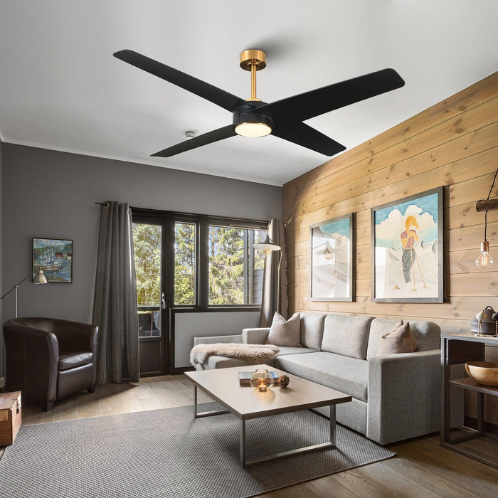 60" Parvez Modern DC Motor Downrod Mount Reversible Ceiling Fan with Lighting and Remote Control - Sweatfully