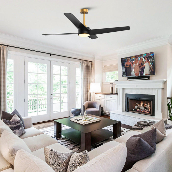 60" Parvez Modern DC Motor Downrod Mount Reversible Ceiling Fan with Lighting and Remote Control - Sweatfully
