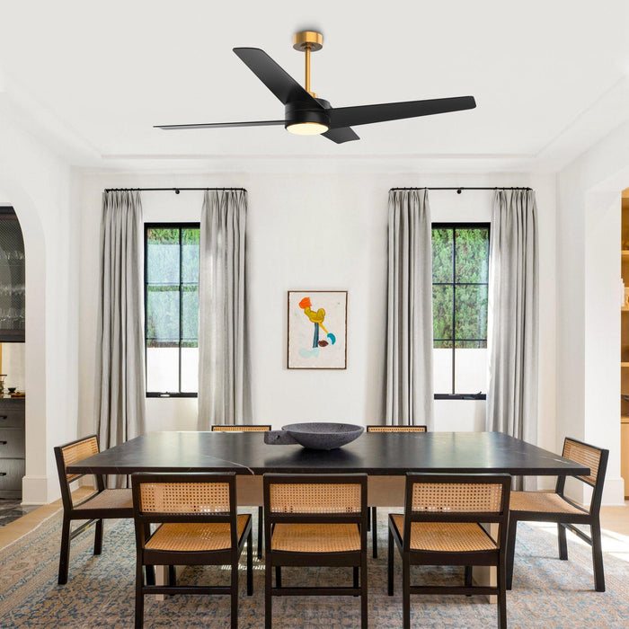 60" Parvez Modern DC Motor Downrod Mount Reversible Ceiling Fan with Lighting and Remote Control - Sweatfully