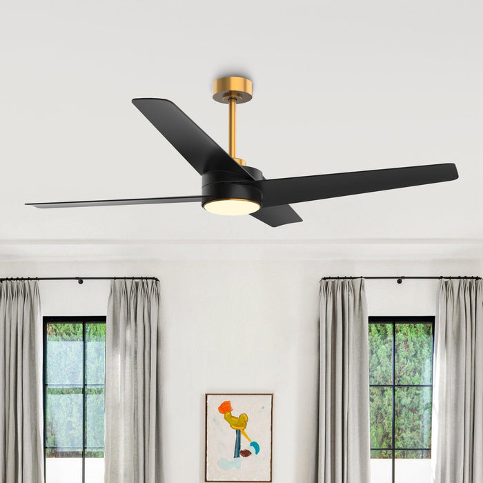 60" Parvez Modern DC Motor Downrod Mount Reversible Ceiling Fan with Lighting and Remote Control - Sweatfully