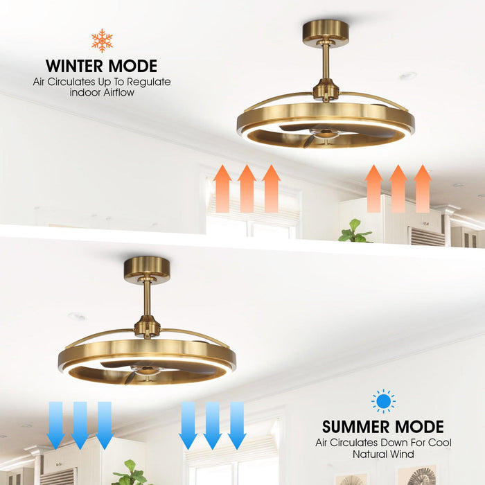 27" Arthur Industrial DC Motor Downrod Mount Ceiling Fan with Lighting and Remote Control - Sweatfully