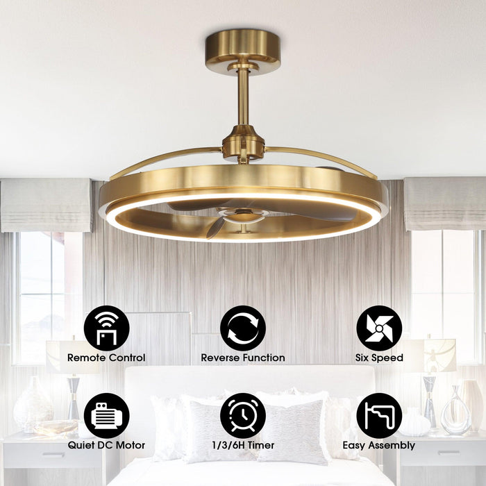 27" Arthur Industrial DC Motor Downrod Mount Ceiling Fan with Lighting and Remote Control - Sweatfully