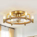 20" Flush Mount Golden Ceiling Fan with Light and Remote Control - Sweatfully