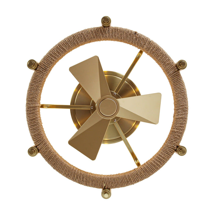 20" Flush Mount Golden Ceiling Fan with Light and Remote Control - Sweatfully