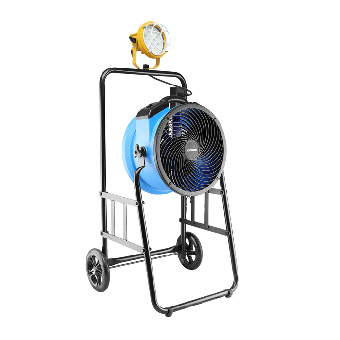 XPOWER FA-300K6 Warehouse Dock Cooling Fan Kit + L-30 LED Spotlight + 300T Mobile Trolley - Sweatfully