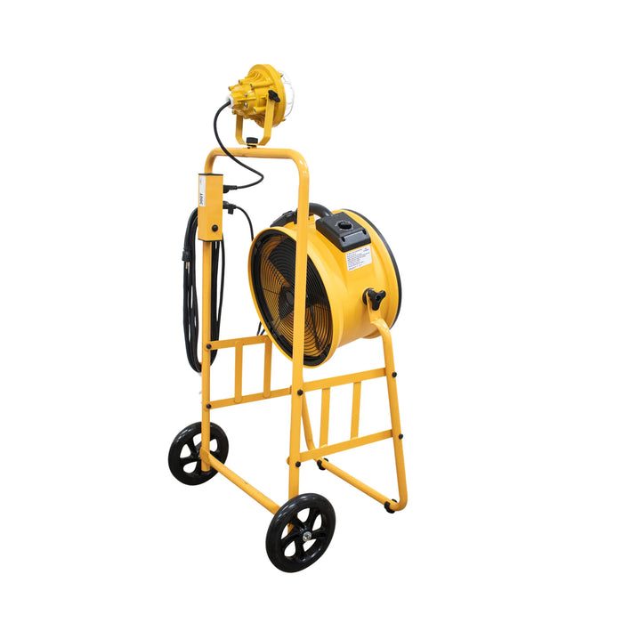 XPOWER FA-300K6 Warehouse Dock Cooling Fan Kit + L-30 LED Spotlight + 300T Mobile Trolley - Sweatfully