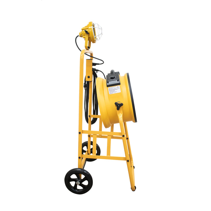 XPOWER FA-300K6 Warehouse Dock Cooling Fan Kit + L-30 LED Spotlight + 300T Mobile Trolley - Sweatfully