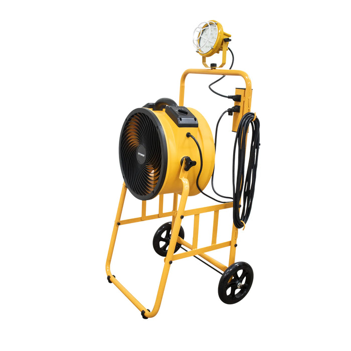 XPOWER FA-300K6 Warehouse Dock Cooling Fan Kit + L-30 LED Spotlight + 300T Mobile Trolley - Sweatfully