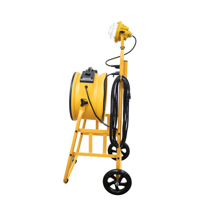 XPOWER FA-300K6 Warehouse Dock Cooling Fan Kit + L-30 LED Spotlight + 300T Mobile Trolley - Sweatfully
