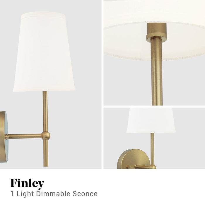 Finley 1-Light Satin Gold Dimmable Bathroom Wall Sconce - Sweatfully