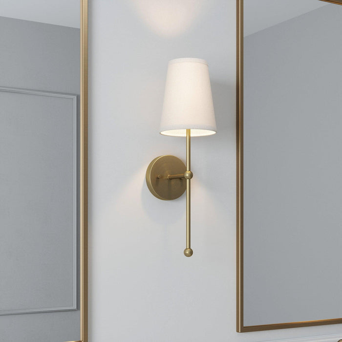 Finley 1-Light Satin Gold Dimmable Bathroom Wall Sconce - Sweatfully