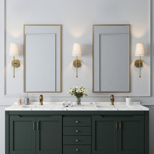 Finley 1-Light Satin Gold Dimmable Bathroom Wall Sconce - Sweatfully