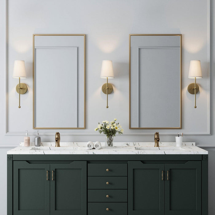 Finley 1-Light Satin Gold Dimmable Bathroom Wall Sconce - Sweatfully