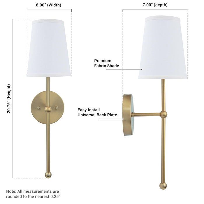 Finley 1-Light Satin Gold Dimmable Bathroom Wall Sconce - Sweatfully