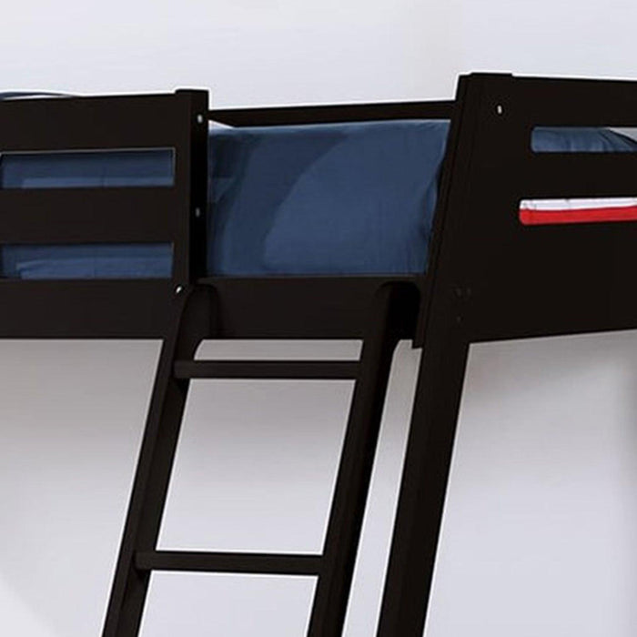 Solid Wood Twin / Full Bunk Bed with Reversible Angled Ladder and Underbed Drawers - Sweatfully