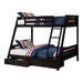 Solid Wood Twin / Full Bunk Bed with Reversible Angled Ladder and Underbed Drawers - Sweatfully
