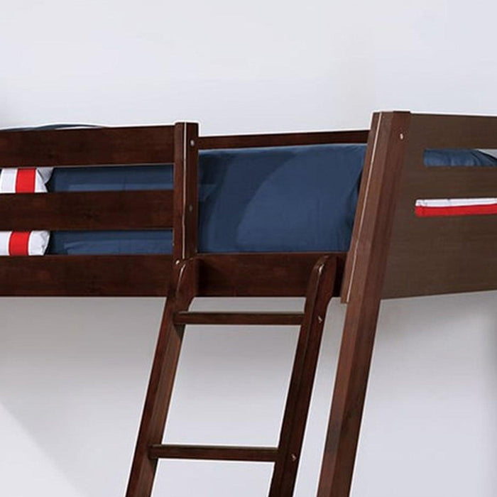 Solid Wood Twin / Full Bunk Bed with Reversible Angled Ladder and Underbed Drawers - Sweatfully