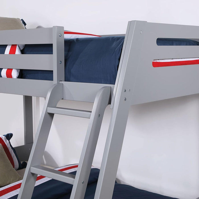 Solid Wood Twin / Full Bunk Bed with Reversible Angled Ladder and Underbed Drawers - Sweatfully