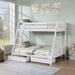 Solid Wood Twin / Full Bunk Bed with Reversible Angled Ladder and Underbed Drawers - Sweatfully