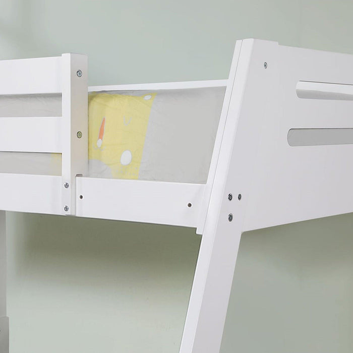 Solid Wood Twin / Full Bunk Bed with Reversible Angled Ladder and Underbed Drawers - Sweatfully