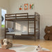 Transitional Solid Hardwood Twin over Twin Bunk Bed, Patented Insert & Lock Joint for Extra Safety for Kids - Sweatfully