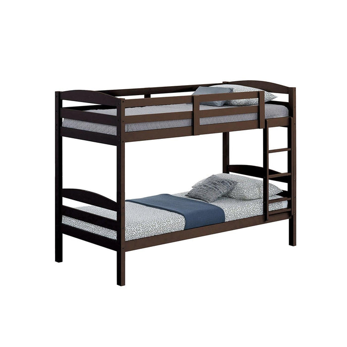 Transitional Solid Hardwood Twin over Twin Bunk Bed, Patented Insert & Lock Joint for Extra Safety for Kids - Sweatfully