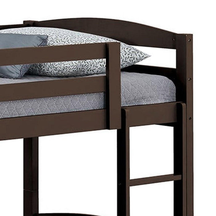 Transitional Solid Hardwood Twin over Twin Bunk Bed, Patented Insert & Lock Joint for Extra Safety for Kids - Sweatfully