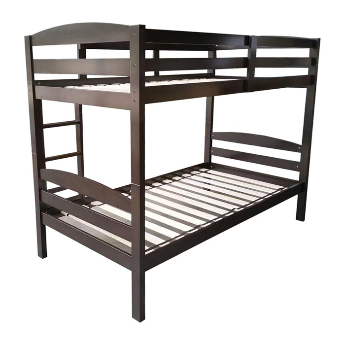 Transitional Solid Hardwood Twin over Twin Bunk Bed, Patented Insert & Lock Joint for Extra Safety for Kids - Sweatfully