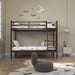 Transitional Solid Hardwood Twin over Twin Bunk Bed, Patented Insert & Lock Joint for Extra Safety for Kids - Sweatfully