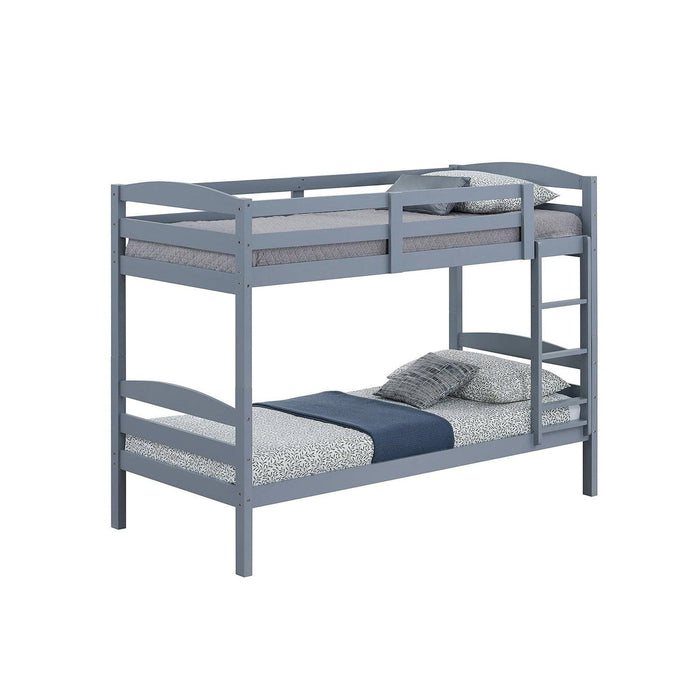 Transitional Solid Hardwood Twin over Twin Bunk Bed, Patented Insert & Lock Joint for Extra Safety for Kids - Sweatfully