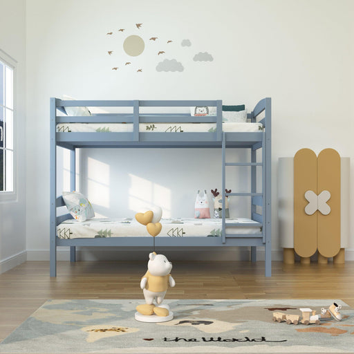 Transitional Solid Hardwood Twin over Twin Bunk Bed, Patented Insert & Lock Joint for Extra Safety for Kids - Sweatfully
