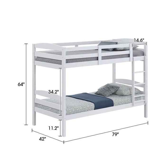 Transitional Solid Hardwood Twin over Twin Bunk Bed, Patented Insert & Lock Joint for Extra Safety for Kids - Sweatfully