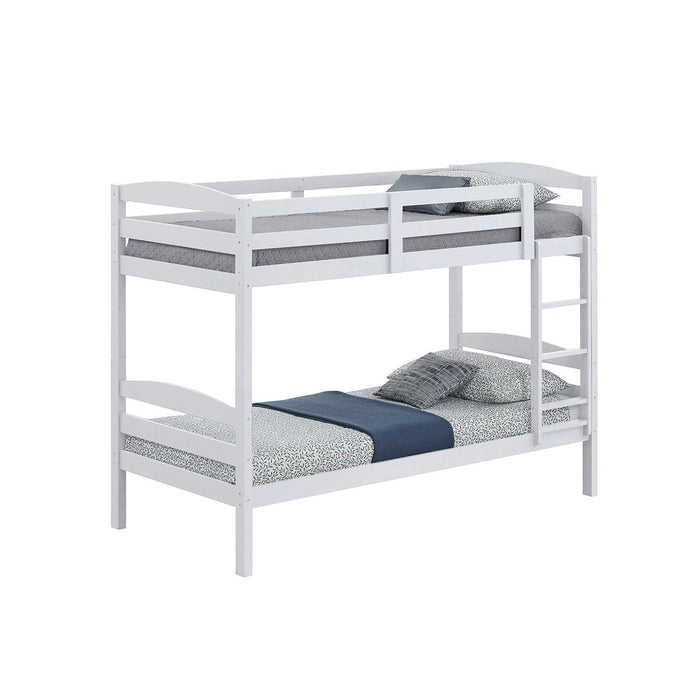 Transitional Solid Hardwood Twin over Twin Bunk Bed, Patented Insert & Lock Joint for Extra Safety for Kids - Sweatfully