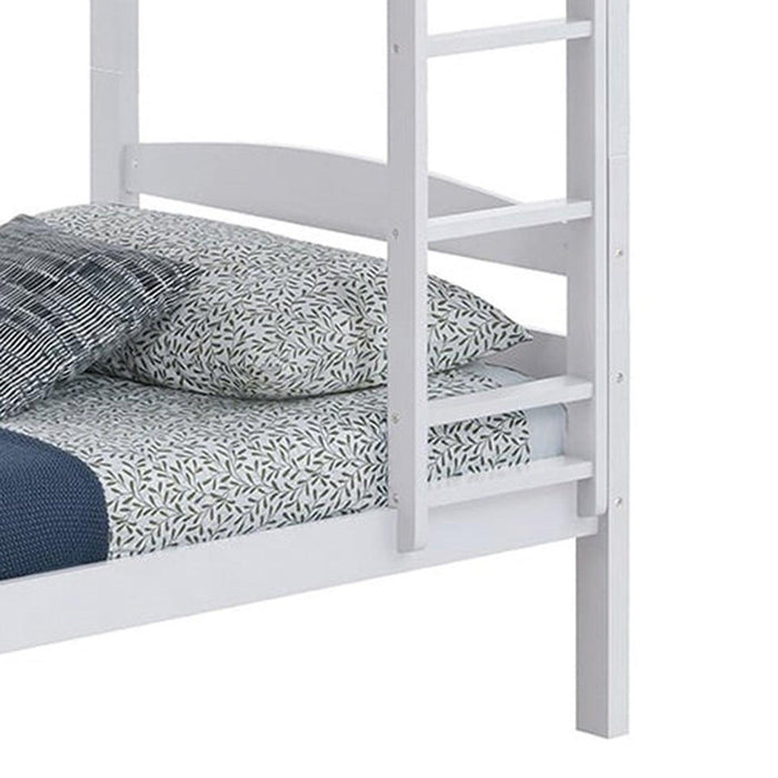 Transitional Solid Hardwood Twin over Twin Bunk Bed, Patented Insert & Lock Joint for Extra Safety for Kids - Sweatfully