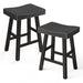 Set of 2 Farmhouse Solid Wood Bar Stools - Backless Saddle Seat Counter Height Chairs for Kitchen Island, Breakfast Nook & Home Office - Sweatfully