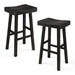Set of 2 Farmhouse Solid Wood Bar Stools - Backless Saddle Seat Counter Height Chairs for Kitchen Island, Breakfast Nook & Home Office - Sweatfully