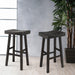 Set of 2 Farmhouse Solid Wood Bar Stools - Backless Saddle Seat Counter Height Chairs for Kitchen Island, Breakfast Nook & Home Office - Sweatfully