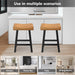 Set of 2 Farmhouse Solid Wood Bar Stools - Backless Saddle Seat Counter Height Chairs for Kitchen Island, Breakfast Nook & Home Office - Sweatfully