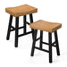 Set of 2 Farmhouse Solid Wood Bar Stools - Backless Saddle Seat Counter Height Chairs for Kitchen Island, Breakfast Nook & Home Office - Sweatfully