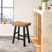 Set of 2 Farmhouse Solid Wood Bar Stools - Backless Saddle Seat Counter Height Chairs for Kitchen Island, Breakfast Nook & Home Office - Sweatfully