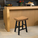 Set of 2 Farmhouse Solid Wood Bar Stools - Backless Saddle Seat Counter Height Chairs for Kitchen Island, Breakfast Nook & Home Office - Sweatfully