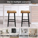 Set of 2 Farmhouse Solid Wood Bar Stools - Backless Saddle Seat Counter Height Chairs for Kitchen Island, Breakfast Nook & Home Office - Sweatfully
