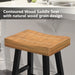 Set of 2 Farmhouse Solid Wood Bar Stools - Backless Saddle Seat Counter Height Chairs for Kitchen Island, Breakfast Nook & Home Office - Sweatfully