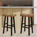 Set of 2 Farmhouse Solid Wood Bar Stools - Backless Saddle Seat Counter Height Chairs for Kitchen Island, Breakfast Nook & Home Office - Sweatfully