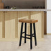 Set of 2 Farmhouse Solid Wood Bar Stools - Backless Saddle Seat Counter Height Chairs for Kitchen Island, Breakfast Nook & Home Office - Sweatfully