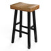 Set of 2 Farmhouse Solid Wood Bar Stools - Backless Saddle Seat Counter Height Chairs for Kitchen Island, Breakfast Nook & Home Office - Sweatfully